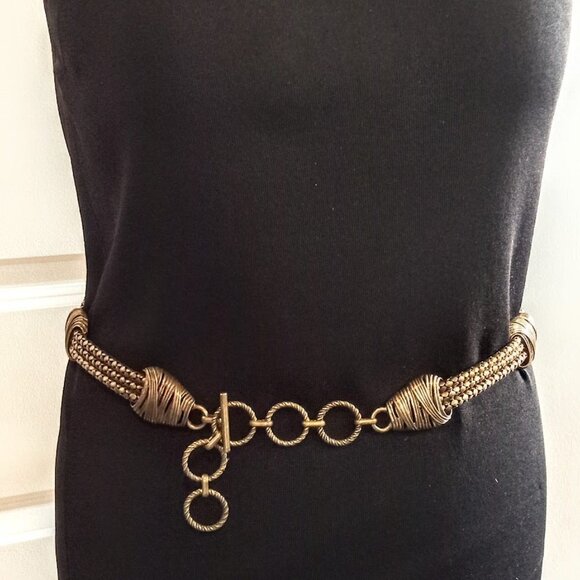 Vintage Triple Strand Metal Snake Chain Toggle Close Belt main image 4
